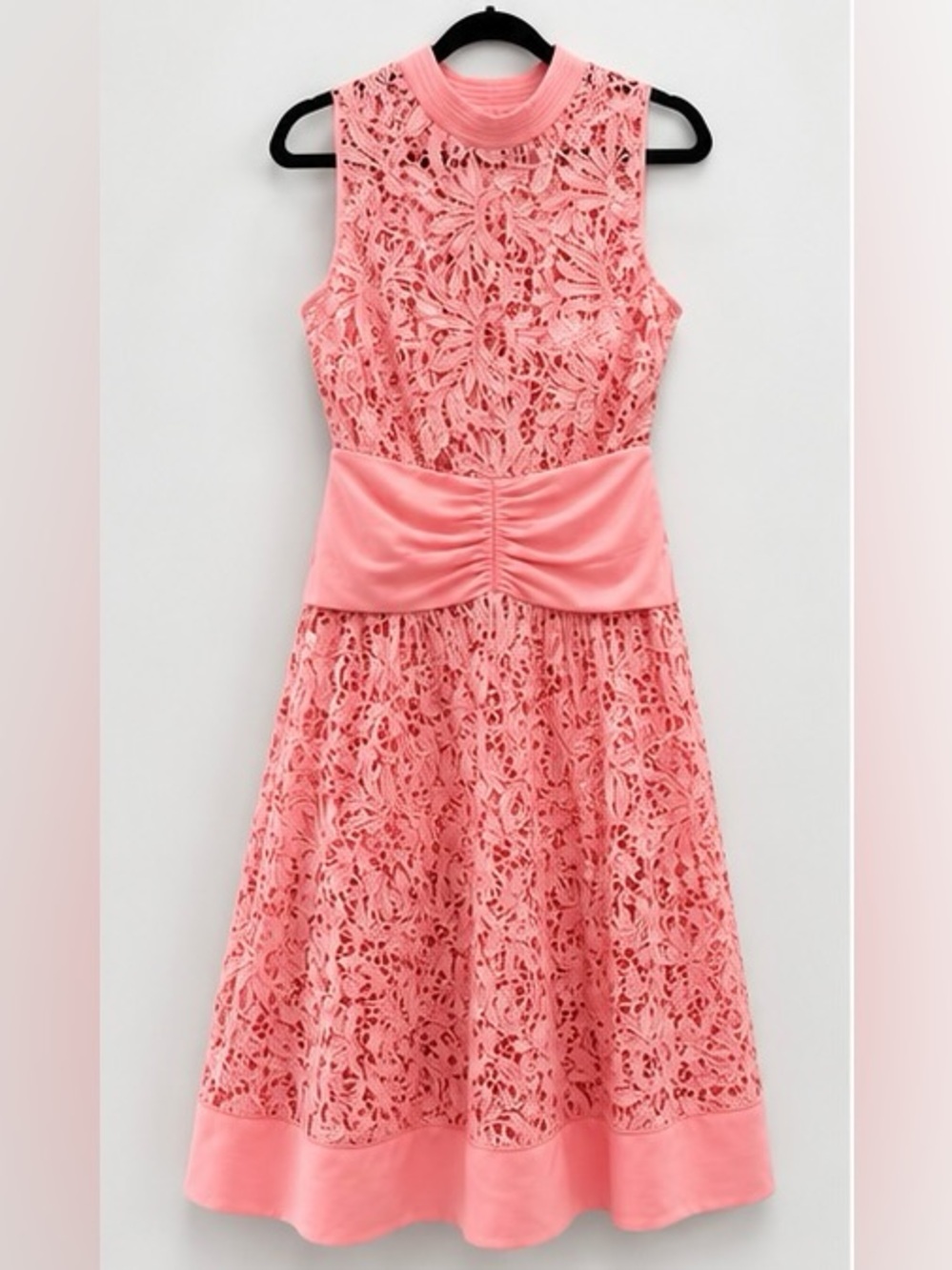 NWT Self-Portrait Pink Guipure Lace Midi Dress Bow Back US 10 $695